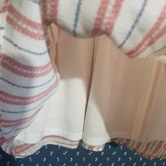 Monteau Faux Wrap Striped Short Sleeved Midi Dress With Tie Belt - Picture 8 of 10